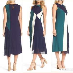 NIC + ZOE Color Block Pleated Midi Dress